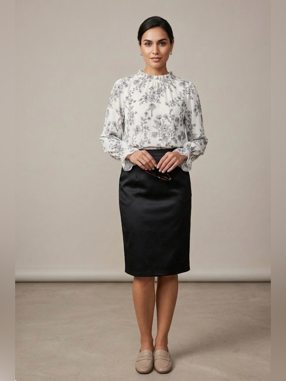 Suzy Shier Floral Contrast Midi Dress Cottagecore Coquette Office Siren